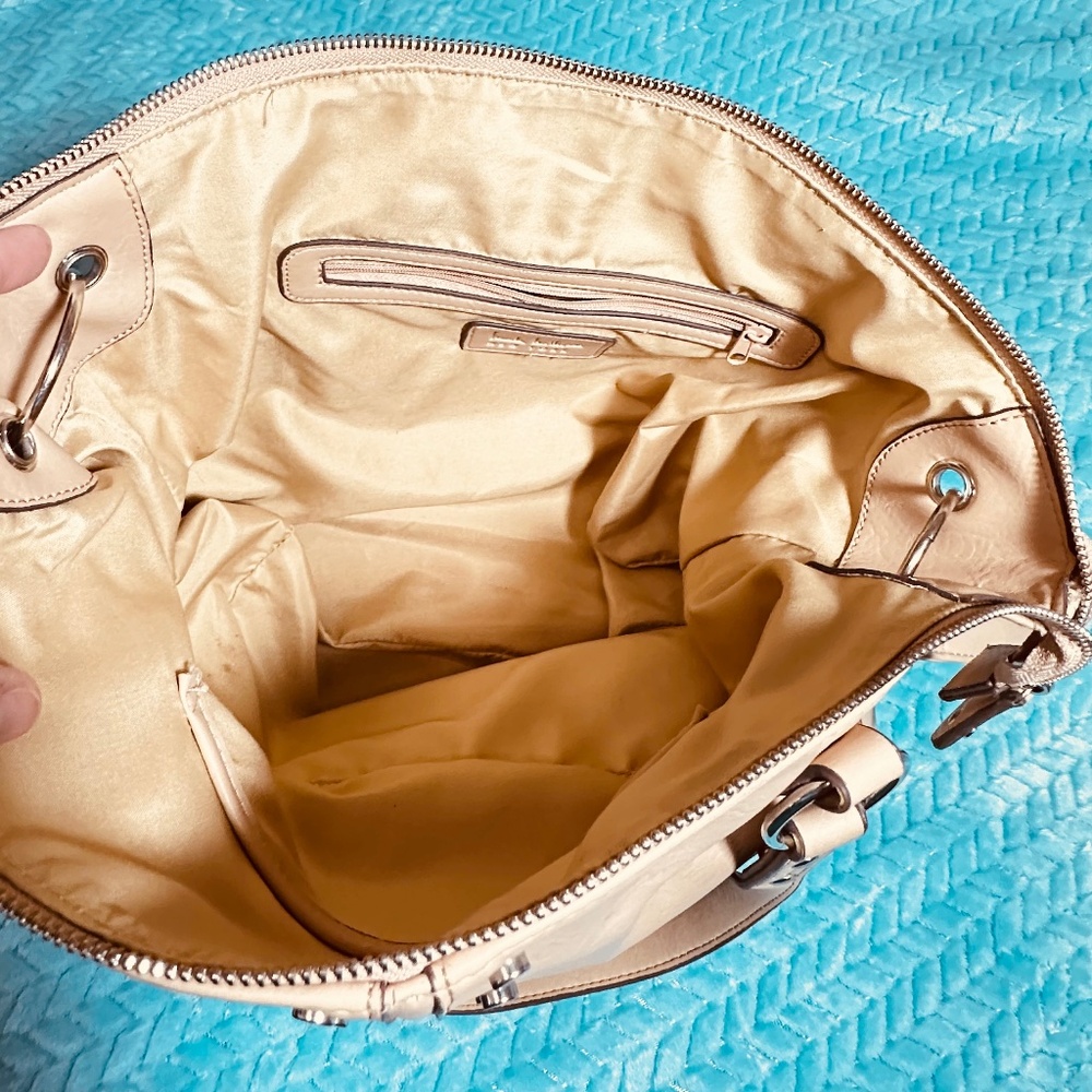 Nicole Miller New York Beige Studded Tote Shoulder Bag Crossbody Chic Boho Large - Picture 8 of 15